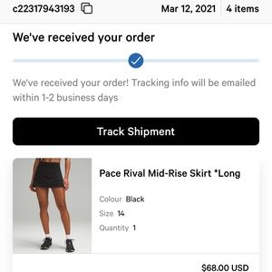 Lululemon Pace Rival Mid Skirt *long Black